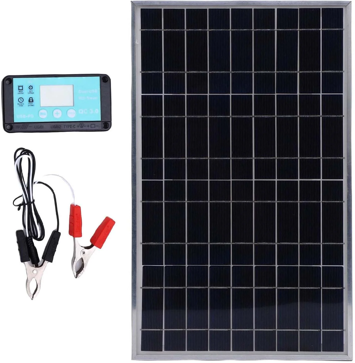 شارژر باتری خورشیدی RV | پنل خورشیدی 100 واتی با کنترلر شارژ - سیستم باتری برای خودرو، کاروان، قایق، تریلر RV، کلبه خارج از شبکه، ATV، نیازهای برق در فضای باز شارژر باتری خورشیدی RV | پنل خورشیدی 100 واتی با کنترلر شارژ - سیستم باتری برای خودرو، کاروان، قایق، تریلر RV، کلبه خارج از شبکه، ATV، نیازهای برق در فضای باز