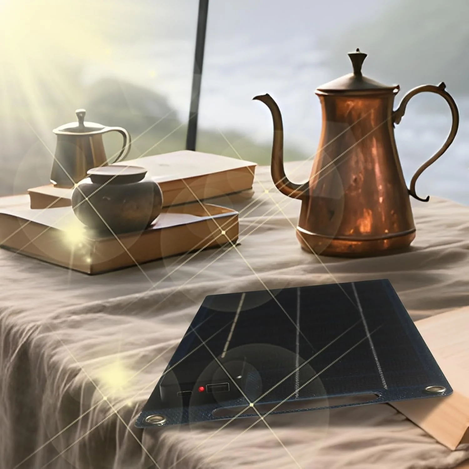 پنل خورشیدی قابل حمل 100 وات با شارژر USB برای تلفن، ضد آب، مناسب فضای باز، ساحل، پیاده روی، قایق سواری، کوله گردی، مسافرت با RV، کمپینگ، بقا و شکار