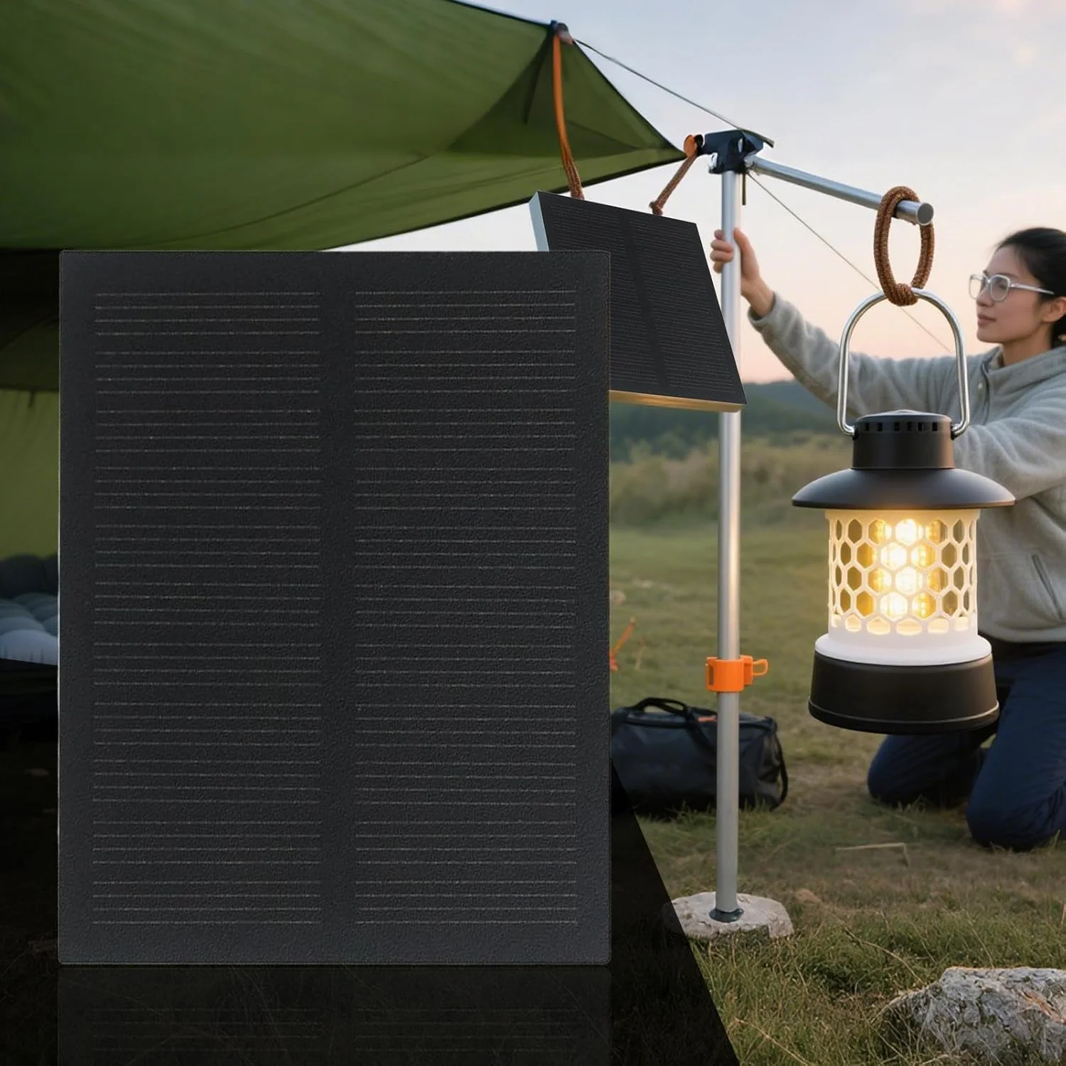 پنل خورشیدی قابل حمل - 5 تکه پنل خورشیدی کوچک 5.5 ولت فتوولتائیک | ژنراتور فضای باز با راندمان بالا برای مصارف خانگی، کمپینگ، کوله گردی، مسافرت، لوازم الکترونیکی و پروژه های صنایع دستی