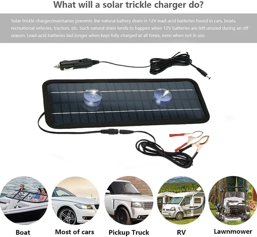 شارژر خورشیدی باتری خودرو 18 ولت 20 وات، نگهدارنده باتری خودرو، پنل خورشیدی قابل حمل، کیت شارژ خورشیدی خودرو شارژر خورشیدی باتری خودرو 18 ولت 20 وات، نگهدارنده باتری خودرو، پنل خورشیدی قابل حمل، کیت شارژ خورشیدی خودرو