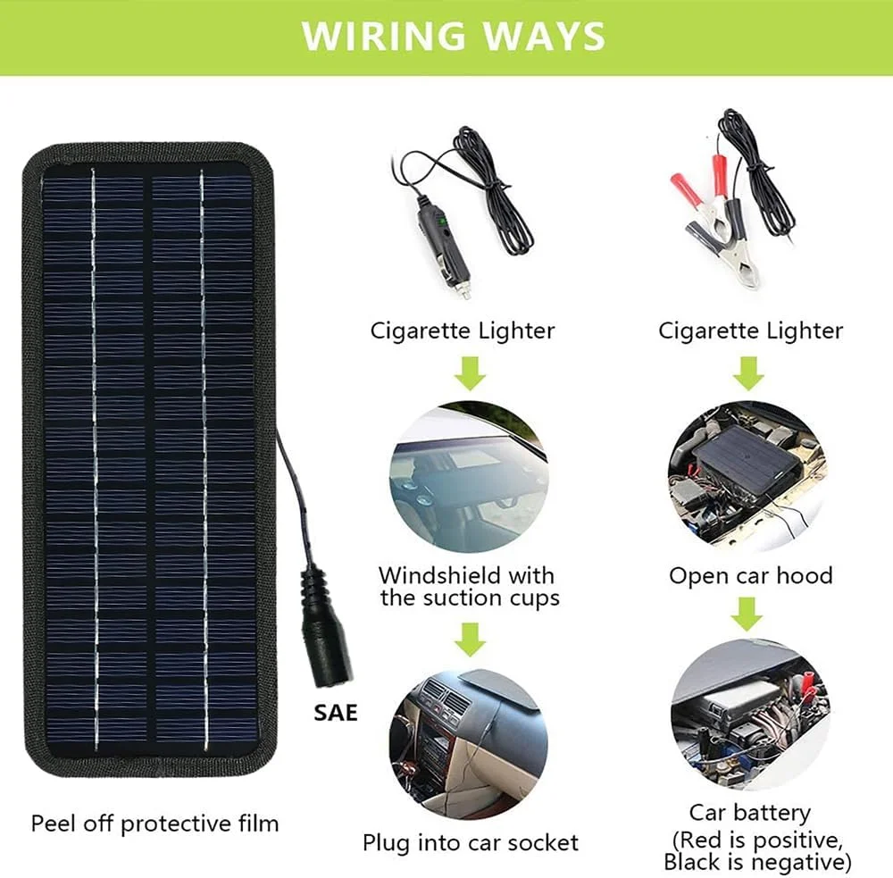 شارژر خورشیدی باتری خودرو 18 ولت 20 وات، نگهدارنده باتری خودرو، پنل خورشیدی قابل حمل، کیت شارژ خورشیدی خودرو شارژر خورشیدی باتری خودرو 18 ولت 20 وات، نگهدارنده باتری خودرو، پنل خورشیدی قابل حمل، کیت شارژ خورشیدی خودرو