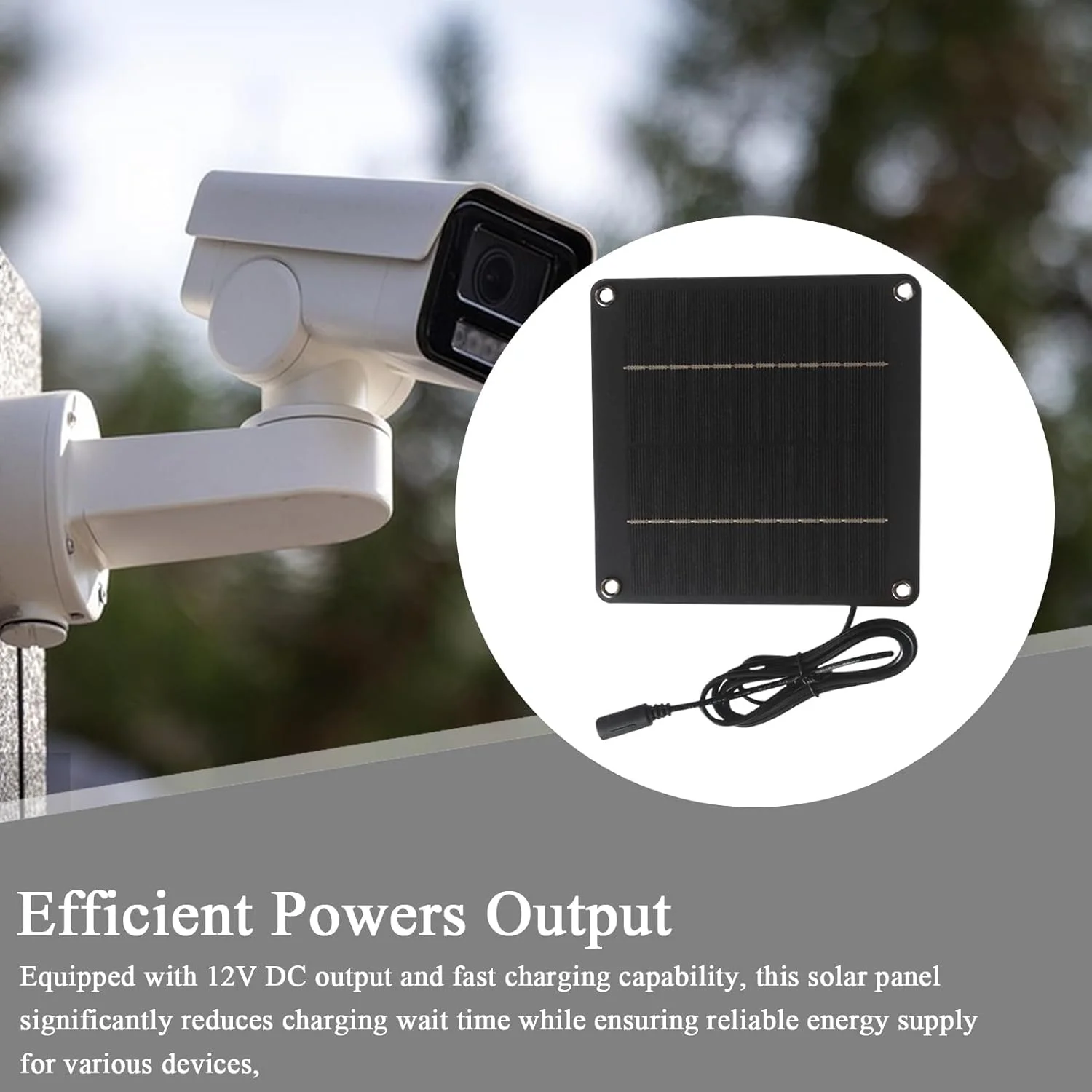 پنل خورشیدی 24 وات 12 ولت برای دوربین های فضای باز - پنل خورشیدی چراغ های رشته ای، ضد آب با پورت DC 5521 برای چراغ ایوان، حیاط، باغ، کمپینگ، دوربین های امنیتی و نورپردازی حیاط خلوت