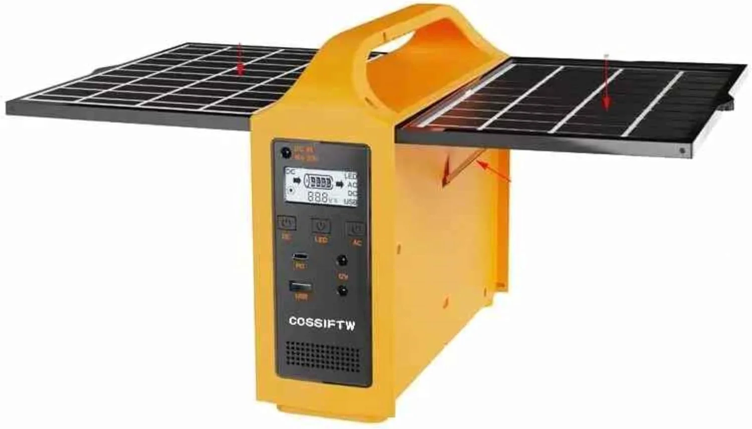 ایستگاه پاوربانک خورشیدی قابل حمل با پنل های دوتایی، صفحه نمایش LCD، منبع تغذیه جدید 220 ولت 110 ولت 100 وات خورشیدی، باتری قابل حمل LifePo4 برای کمپینگ در فضای باز با پنل خورشیدی، زرد ایستگاه پاوربانک خورشیدی قابل حمل با پنل های دوتایی، صفحه نمایش LCD، منبع تغذیه جدید 220 ولت 110 ولت 100 وات خورشیدی، باتری قابل حمل LifePo4 برای کمپینگ در فضای باز با پنل خورشیدی، زرد