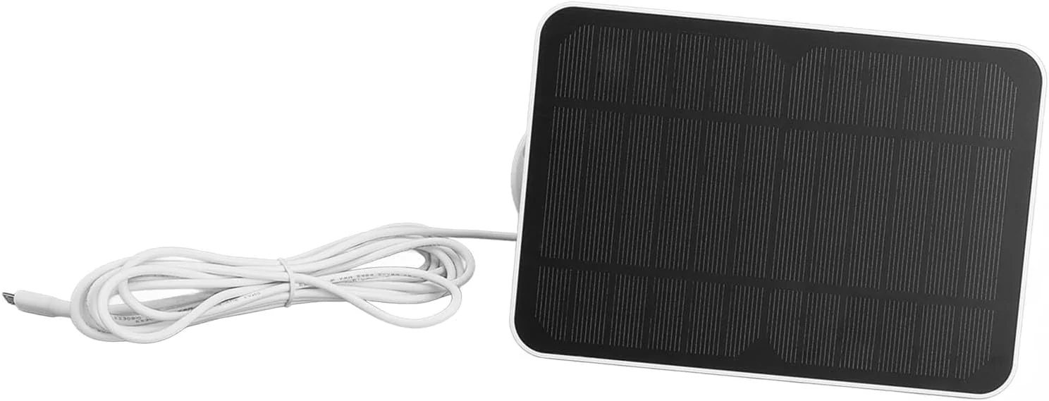 پنل خورشیدی Airshi، ضد آب IP65، سیلیکون مونوکریستالی ABS خورشیدی 4 وات 5 ولت نصب آسان براکت 360 درجه برای دوربین امنیتی (سفید)