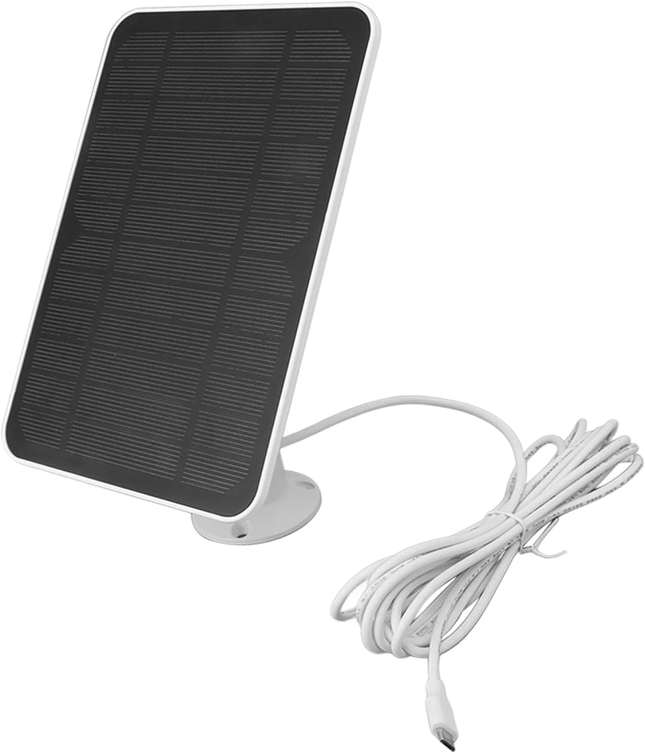 پنل خورشیدی Airshi، ضد آب IP65، سیلیکون مونوکریستالی ABS خورشیدی 4 وات 5 ولت نصب آسان براکت 360 درجه برای دوربین امنیتی (سفید)