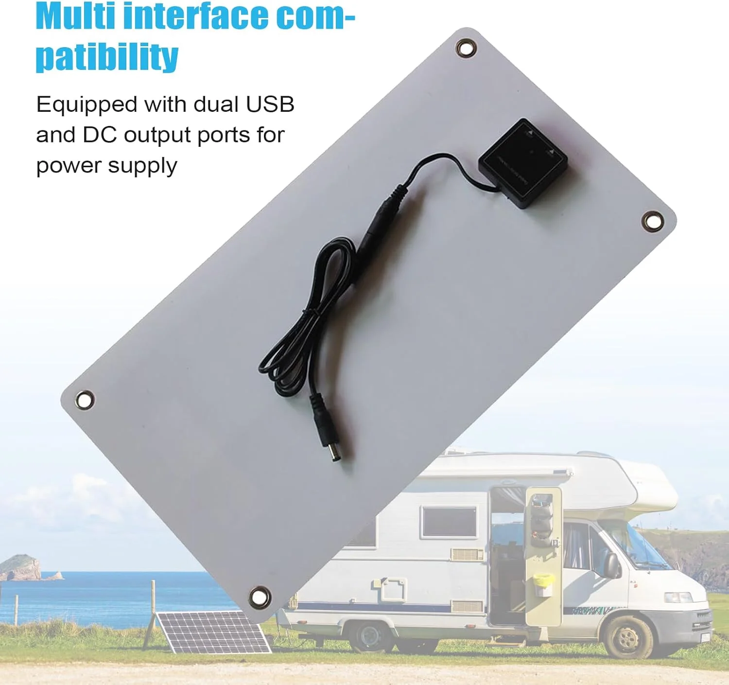 پنل خورشیدی قابل حمل 10 وات 18 ولت ضد آب برای کمپینگ، شارژر تلفن همراه برای دوچرخه سواری کوهستانی، مناسب کمپینگ، بقا در فضای باز، کوله گردی، مسافرت، خودرو، خانه سیار، ساحل، جشنواره و قایق سواری