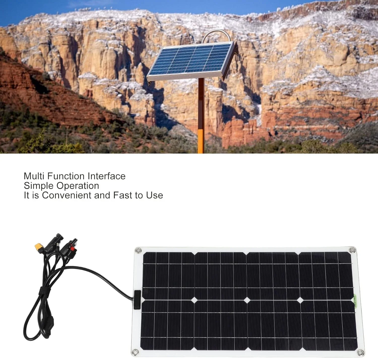 پنل خورشیدی 100 وات، پنل سیلیکونی تک کریستالی با راندمان بالا برای خانه، RV، کمپینگ، دریایی، پشت بام و کاربردهای خارج از شبکه، صرفه جویی در انرژی