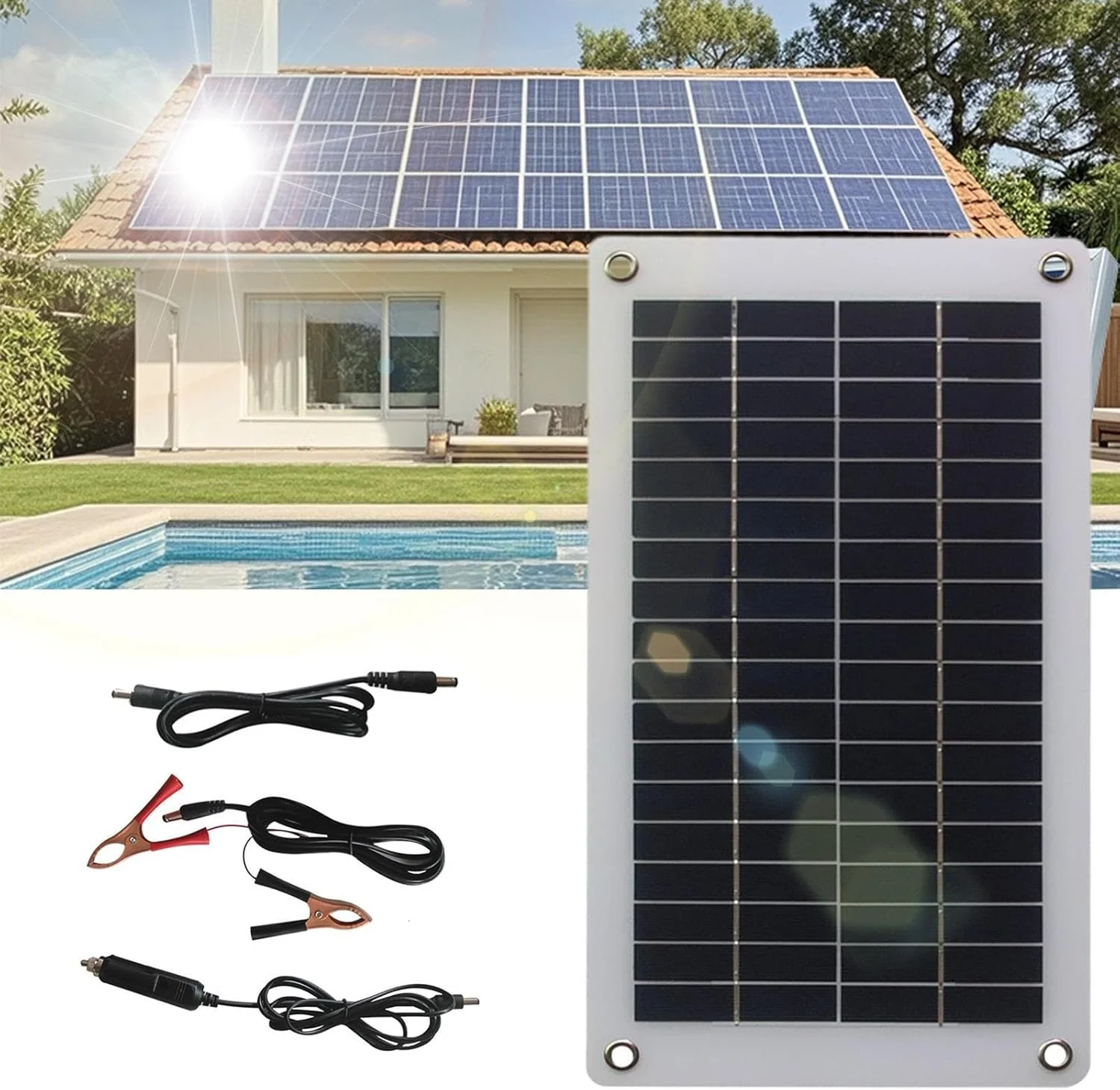 کیت پنل خورشیدی - 10 وات 18 ولت ضد آب قابل حمل، شارژر USB تلفن همراه مناسب فضای باز | برای کمپینگ، بقا در فضای باز، کوله گردی، مسافرت، خودرو، خانه سیار، ساحل، جشنواره، قایق سواری کیت پنل خورشیدی - 10 وات 18 ولت ضد آب قابل حمل، شارژر USB تلفن همراه مناسب فضای باز | برای کمپینگ، بقا در فضای باز، کوله گردی، مسافرت، خودرو، خانه سیار، ساحل، جشنواره، قایق سواری