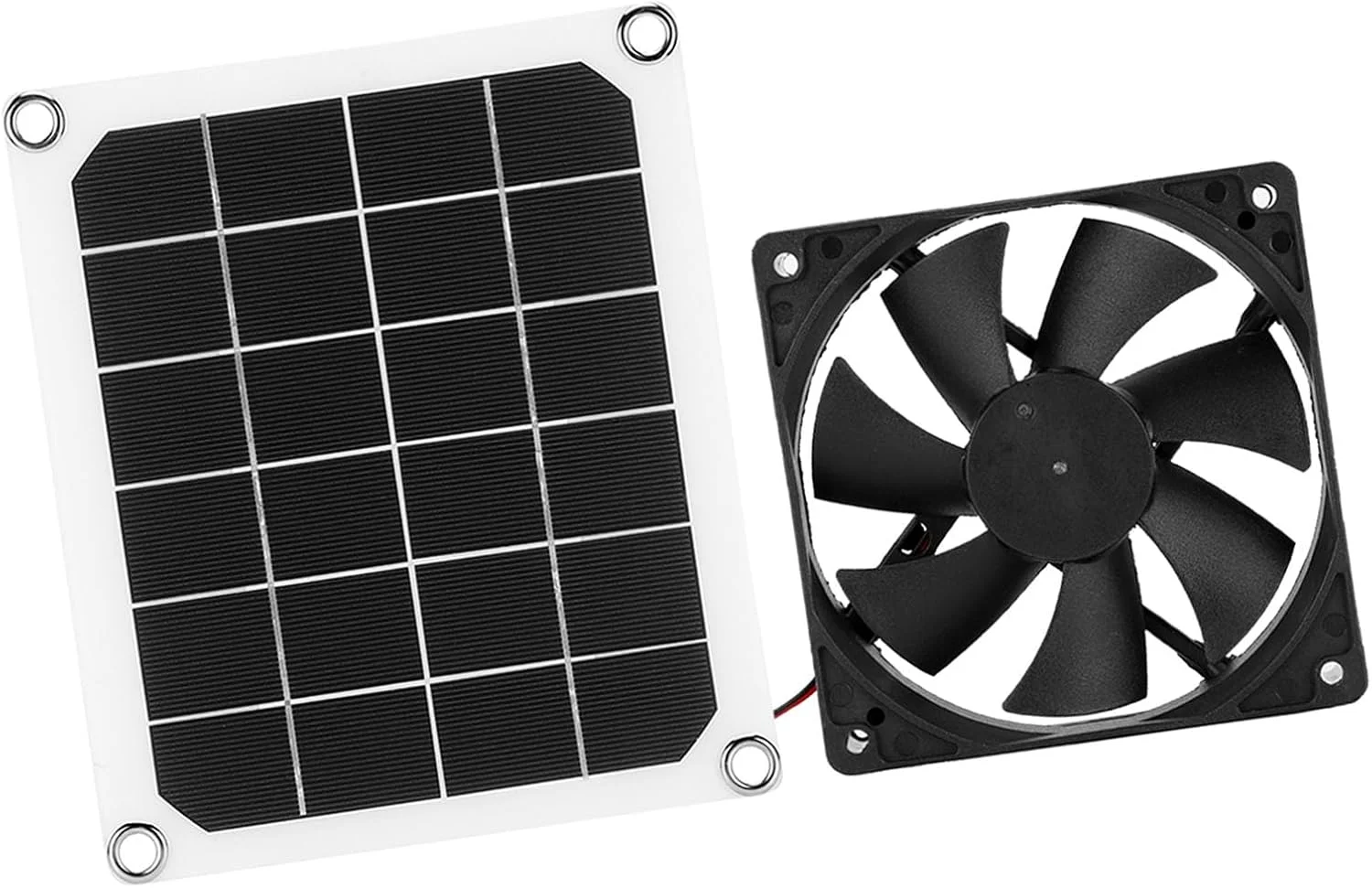 فن خورشیدی با پنل خورشیدی Fockety، کیت پنل قابل حمل 10 واتی ضد آب، مناسب برای مرغداری ها، گلخانه ها، سوله ها، خانه حیوانات خانگی، تهویه پنجره