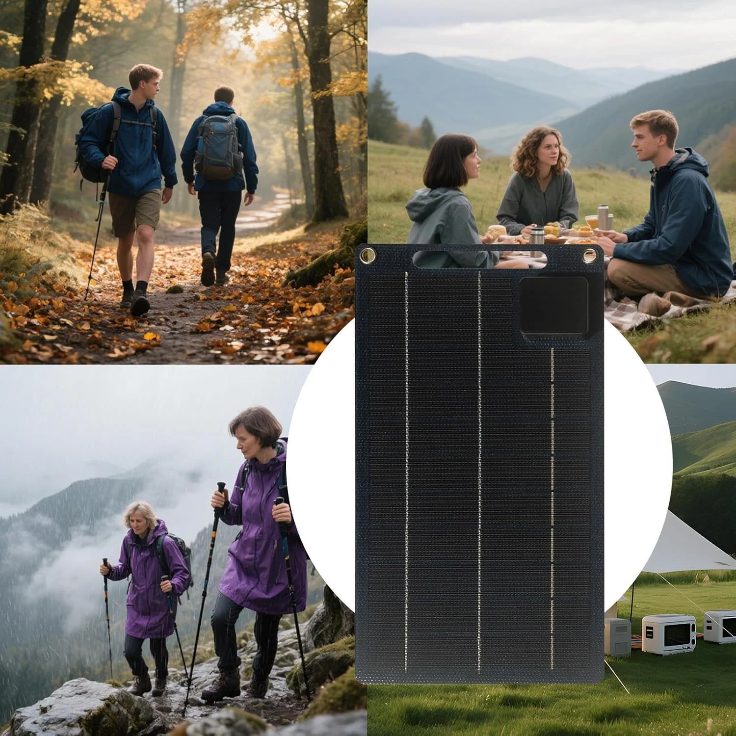 شارژر پنل خورشیدی - شارژر 100 واتی تلفن و تبلت | پنل خورشیدی قابل حمل و ضد آب برای ساحل، پیاده روی، قایق سواری، کوله گردی، مسافرت با RV، کمپینگ، بقا و شکار
