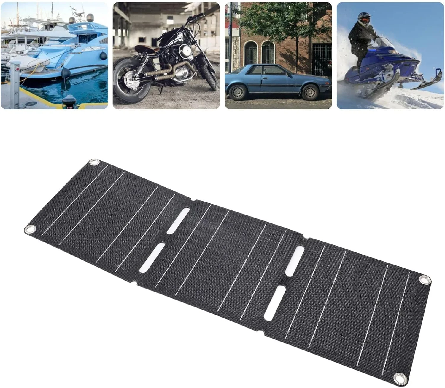 پنل خورشیدی 30 واتی با خروجی USB دوگانه، شارژر خورشیدی تاشو قابل حمل با راندمان بالا با کابل اتصال 1 به 3، ضد آب IP68 برای کمپینگ