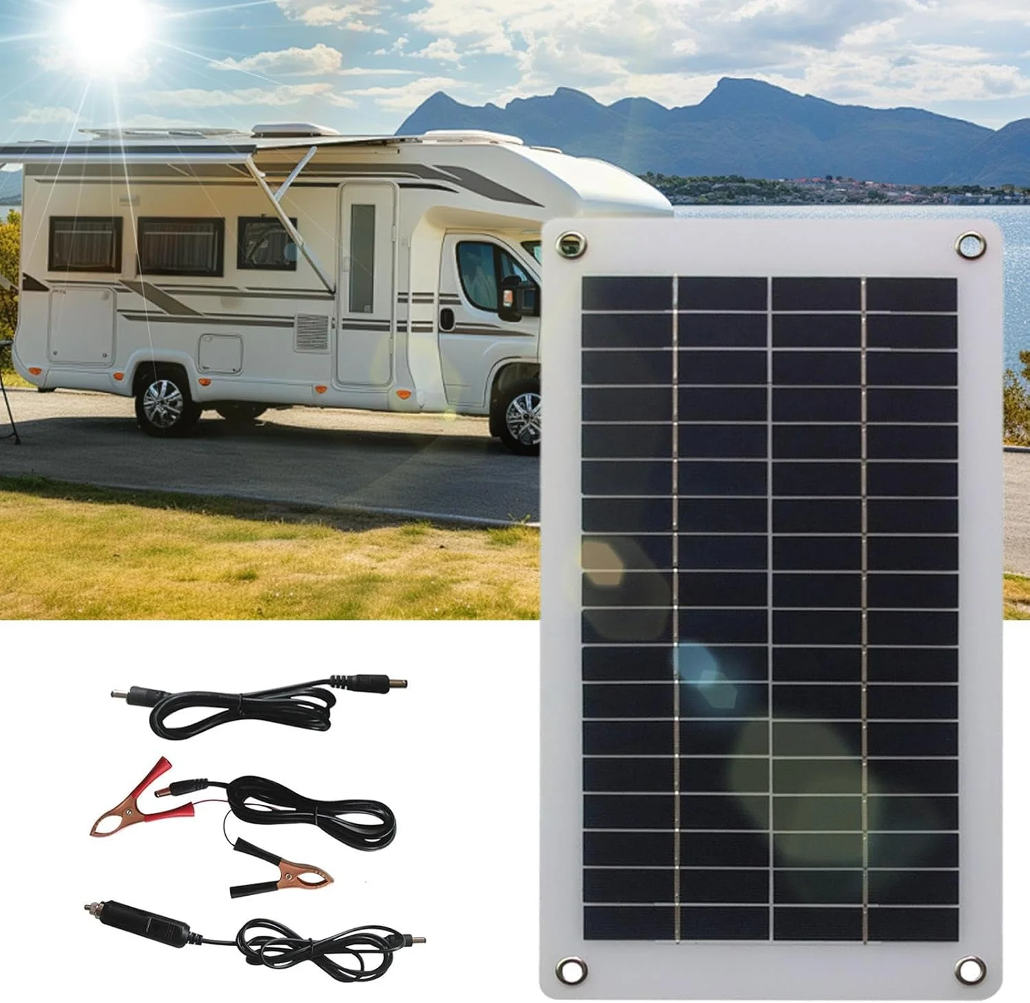 شارژر پنل خورشیدی | 10 وات 18 ولت قابل حمل ضد آب - شارژر تلفن USB مناسب فضای باز | برای کمپینگ، بقا در فضای باز، کوله گردی، مسافرت، خودرو، خانه سیار، ساحل، جشنواره، قایق سواری شارژر پنل خورشیدی | 10 وات 18 ولت قابل حمل ضد آب - شارژر تلفن USB مناسب فضای باز | برای کمپینگ، بقا در فضای باز، کوله گردی، مسافرت، خودرو، خانه سیار، ساحل، جشنواره، قایق سواری