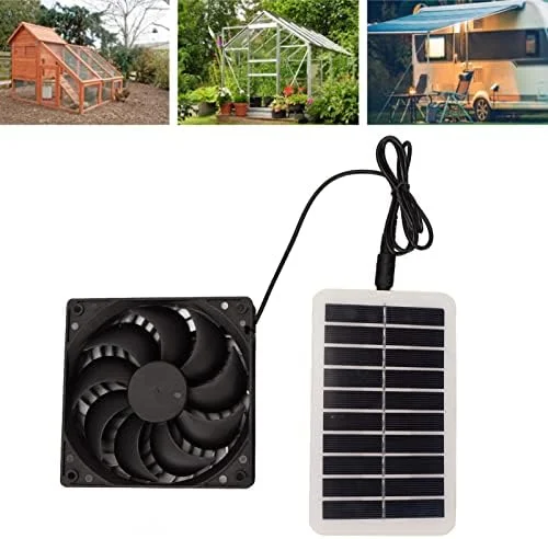 فن تهویه پنل خورشیدی Goshyda، فن خورشیدی 3 واتی برای رفع بو، قابل حمل، صرفه جویی در انرژی، مناسب برای آشپزخانه، گلخانه، خانه حیوانات خانگی، مرغداری، RV