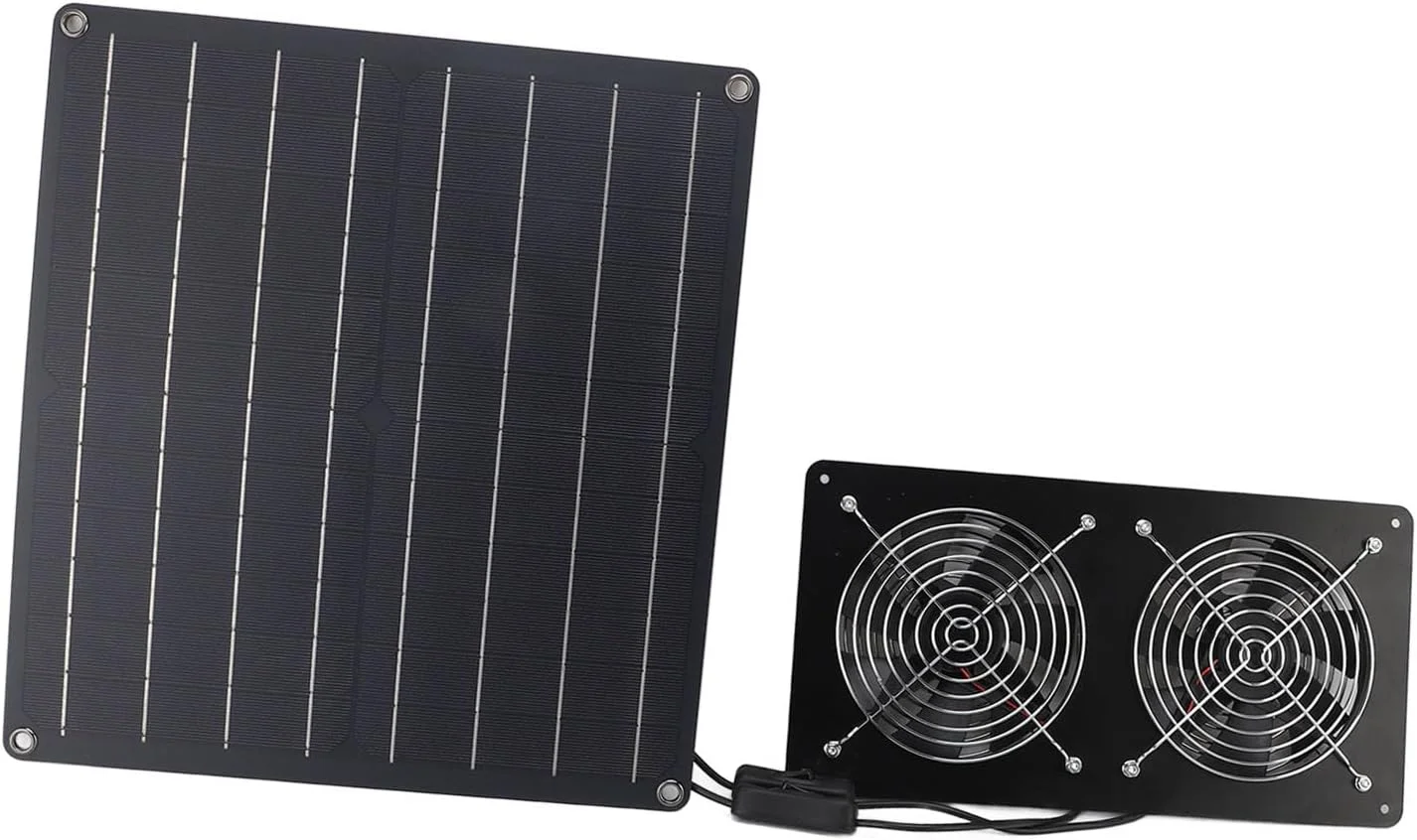 کیت فن خورشیدی با بازدهی انرژی بالا Jiawu با کنترل سوئیچ دوگانه برای گلخانه، سوله، پنل سیلیکونی تک کریستالی