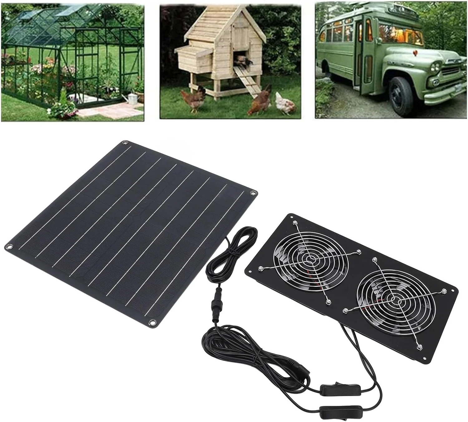 کیت فن خورشیدی با بازدهی انرژی بالا Jiawu با کنترل سوئیچ دوگانه برای گلخانه، سوله، پنل سیلیکونی تک کریستالی