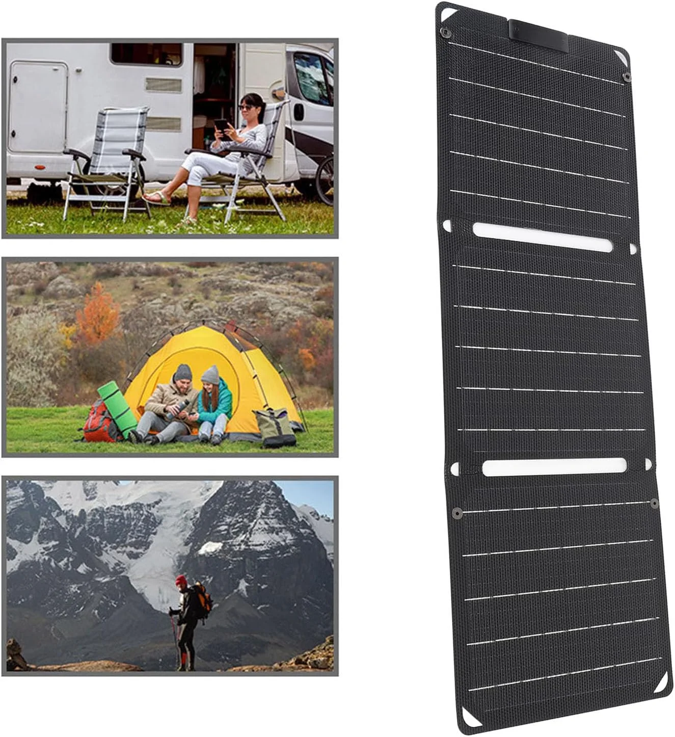 شارژر پنل خورشیدی قابل حمل 30 واتی Jiawu با توان بالا برای لپ‌تاپ، تبلت و تلفن، پنل خورشیدی تاشو تک کریستالی برای کمپینگ، پیاده‌روی، تک کریستالی/30 وات/2 عدد TYPE-C