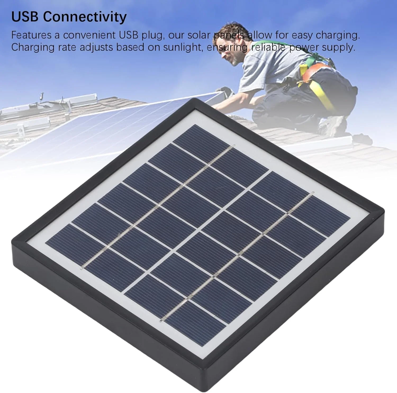 شارژر پنل خورشیدی مونوکریستالین USB کوچک 5 واتی Jiawu برای تلفن، پخش کننده MP3 MP4، مشکی، برای تامین انرژی در حال حرکت شارژر پنل خورشیدی مونوکریستالین USB کوچک 5 واتی Jiawu برای تلفن، پخش کننده MP3 MP4، مشکی، برای تامین انرژی در حال حرکت