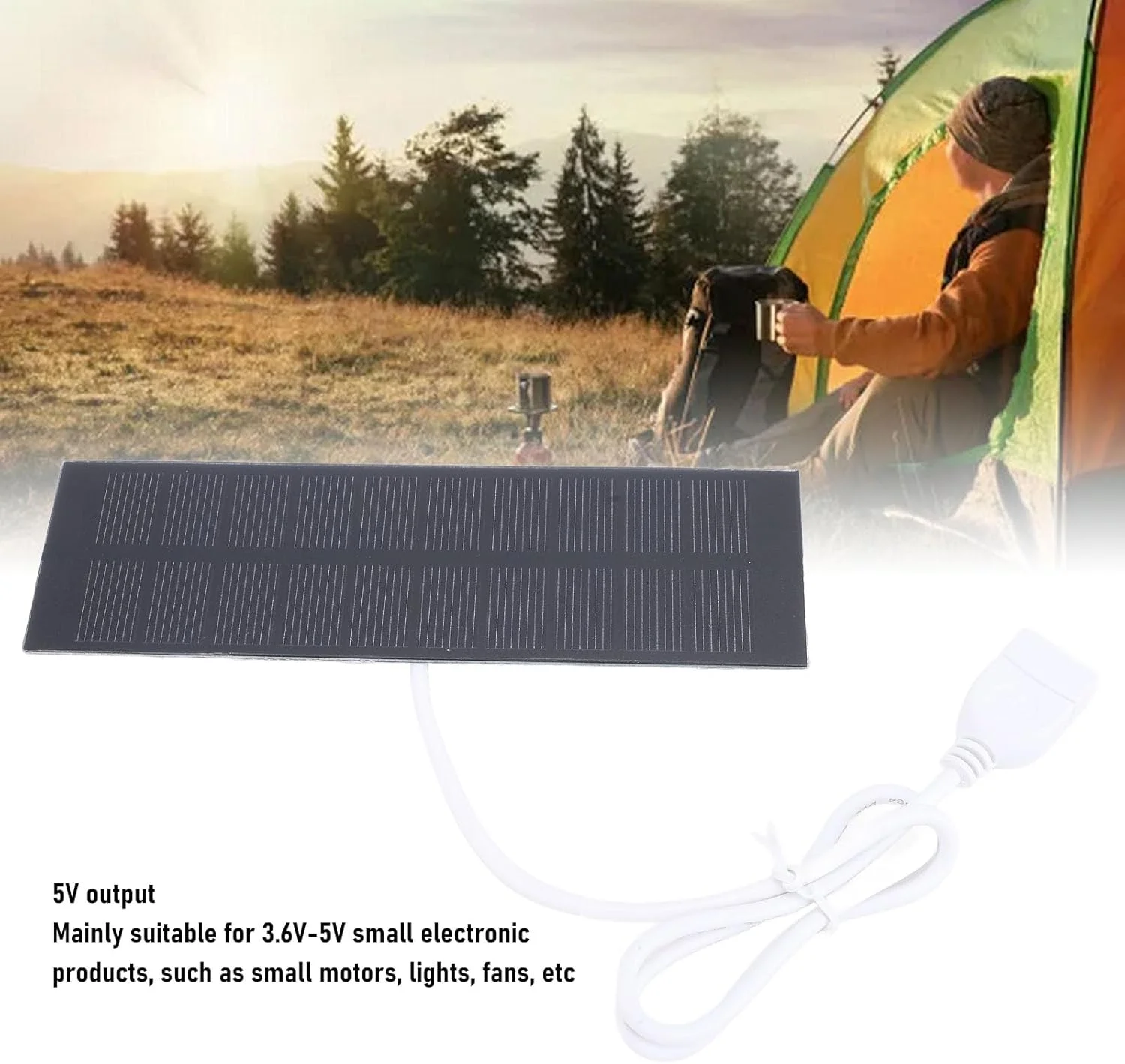 شارژر پنل خورشیدی 1 وات Sunisfa با خروجی 5 ولت، شارژر خورشیدی قابل حمل برای چراغ، پنکه و لوازم سفر در فضای باز