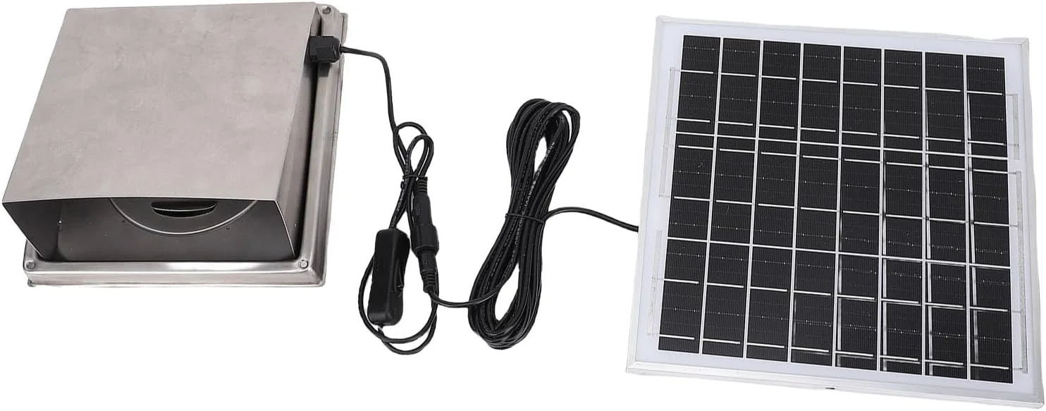 کیت پنل فن خورشیدی Tnfeeon 8W برای تهویه، آلیاژ آلومینیوم و فولاد ضد زنگ، موتور پرسرعت RPM برای گلخانه ها، مرغداری ها و استفاده در فضای باز