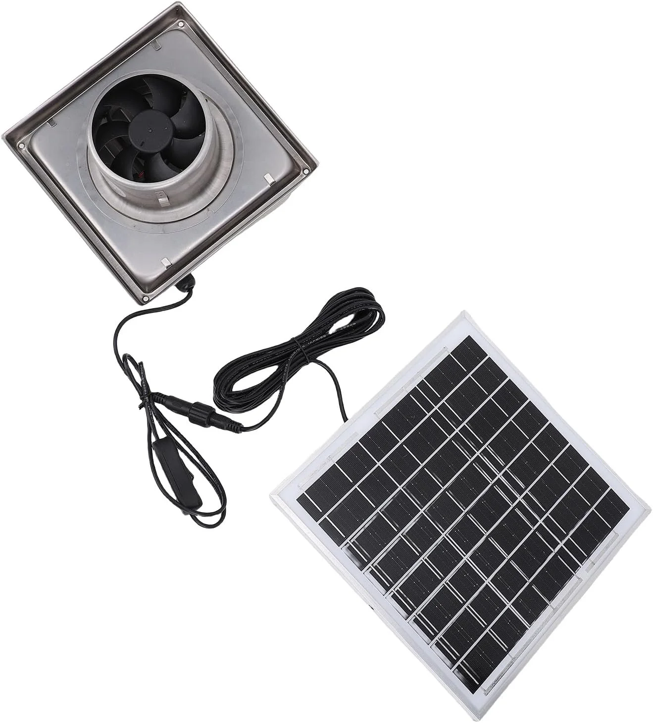 کیت پنل فن خورشیدی Tnfeeon 8W برای تهویه، آلیاژ آلومینیوم و فولاد ضد زنگ، موتور پرسرعت RPM برای گلخانه ها، مرغداری ها و استفاده در فضای باز