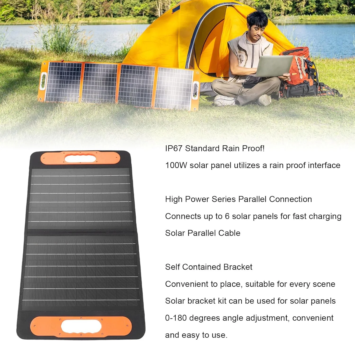 شارژر پنل خورشیدی تاشو 100 واتی OVAQUIXI، فناوری مونوکریستالی، انرژی با راندمان بالا، طراحی جمع و جور برای کمپینگ و استفاده اضطراری شارژر پنل خورشیدی تاشو 100 واتی OVAQUIXI، فناوری مونوکریستالی، انرژی با راندمان بالا، طراحی جمع و جور برای کمپینگ و استفاده اضطراری