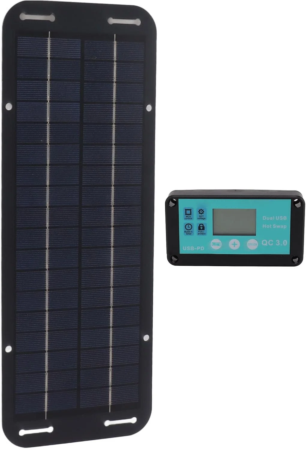 کیت پنل خورشیدی Asixxsix، پنل خورشیدی قابل حمل 20 وات 12 ولت 24 ولت با کنترلر MPPT ضد آب، ترکیب کنترلر خروجی USB با راندمان بالا برای مسافرت با خودرو، کمپینگ و خانه