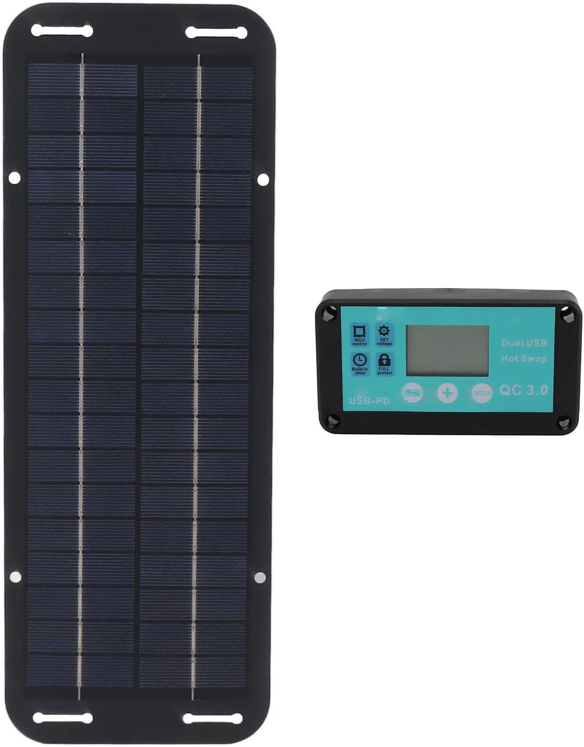 کیت پنل خورشیدی Asixxsix، پنل خورشیدی قابل حمل 20 وات 12 ولت 24 ولت با کنترلر MPPT ضد آب، ترکیب کنترلر خروجی USB با راندمان بالا برای مسافرت با خودرو، کمپینگ و خانه