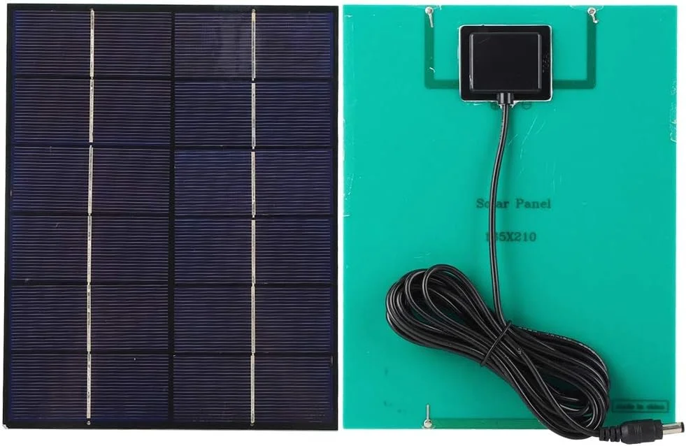 پنل خورشیدی فضای باز POENVFPO، پنل خورشیدی پلی کریستال سیلیکونی قابل حمل 5.5 وات 6 ولت برای چراغ باغ، با پورت DC برای شارژر باتری DIY
