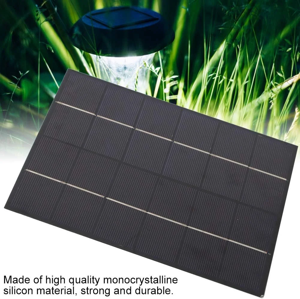 پنل خورشیدی فضای باز POENVFPO، پنل خورشیدی پلی کریستال سیلیکونی قابل حمل 5.5 وات 6 ولت برای چراغ باغ، با پورت DC برای شارژر باتری DIY