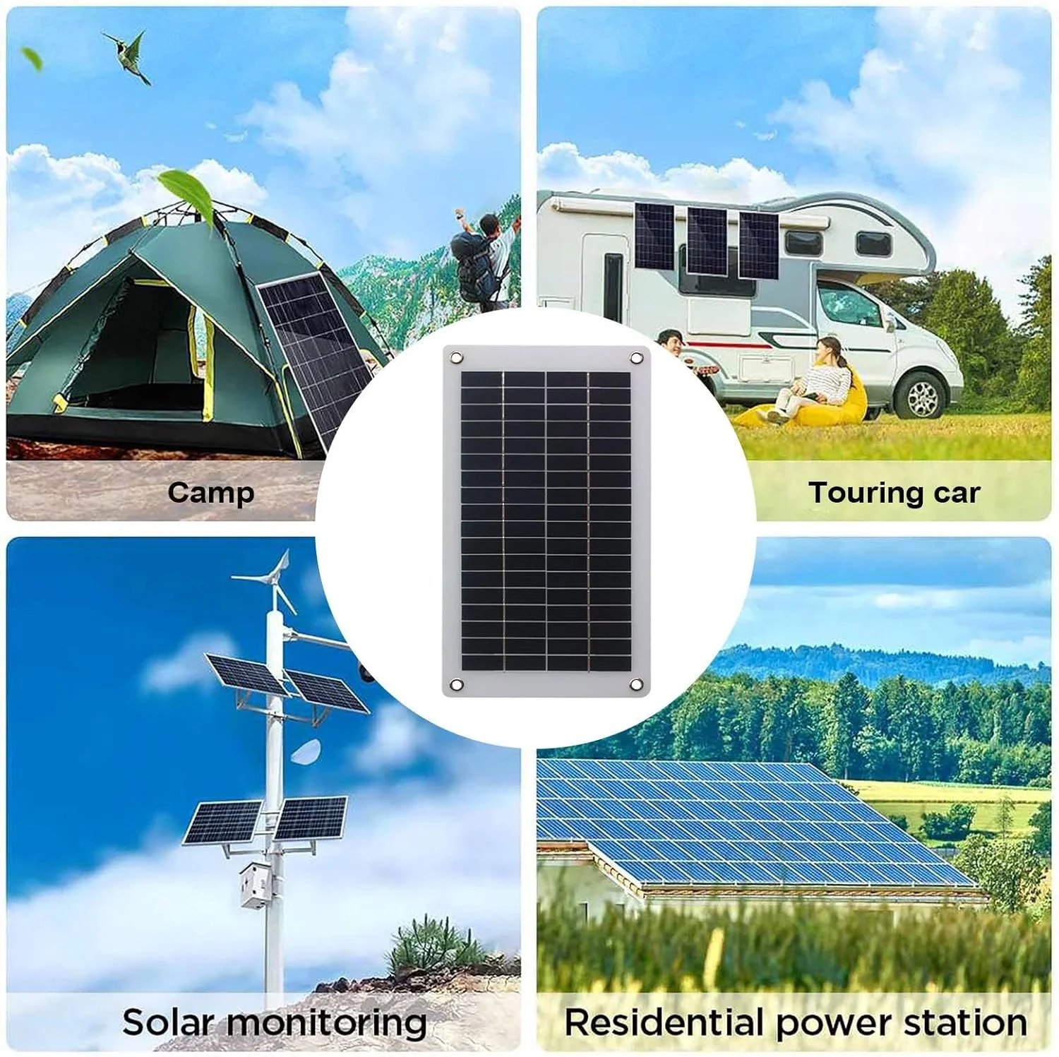 پنل خورشیدی قابل حمل | ضدآب قابل حمل 10 وات 18 ولت - شارژر تبلت تلفن همراه | برای کمپینگ، بقا در فضای باز، کوله گردی، مسافرت، ماشین، ساحل، جشنواره، قایق سواری