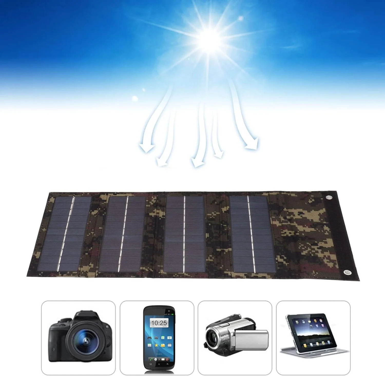 جعبه/کاور پنل خورشیدی تاشو Asixxsix، 40 وات، 4 پنل خورشیدی تاشو، کیف شارژ قابل حمل، شارژر مونوکریستالی تاشو با رابط USB برای مواقع اضطراری در فضای باز (چند رنگ)