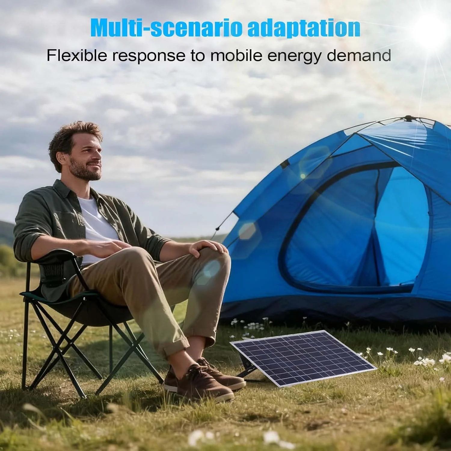 شارژر باتری خورشیدی RV، پنل خورشیدی 100 واتی مونوکریستالین - سیستم باتری اینورتر برای کابین، کاروان، تریلر دریایی، قایق RV، کاربردهای سیستم خارج از شبکه