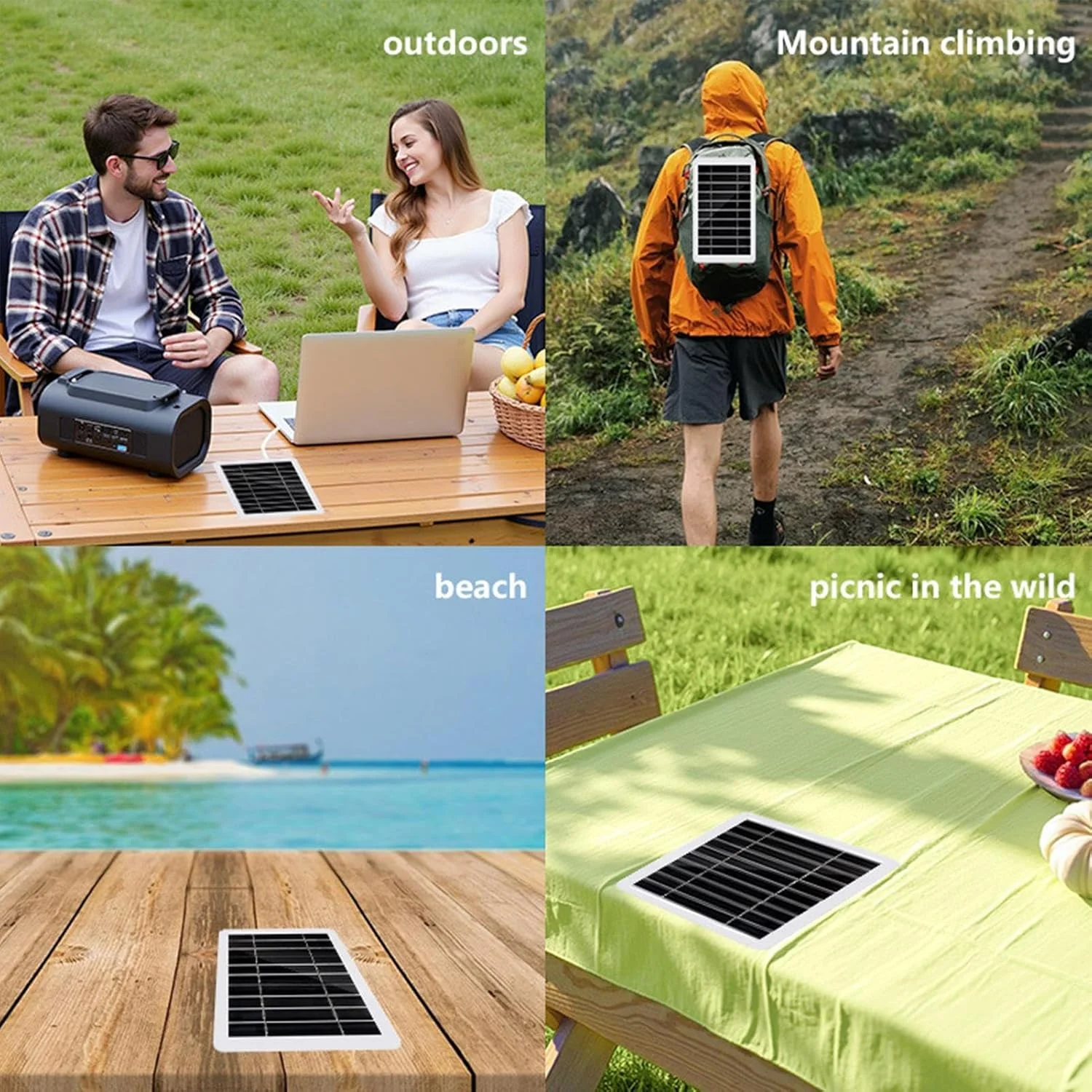 پنل خورشیدی قابل حمل | شارژر ماژول PV تک کریستالی با راندمان بالا - خروجی ولتاژ 5 ولت، راه حل انرژی خورشیدی با راندمان بالا برای کمپینگ، پشتیبان برق، خانه متحرک، دریایی، مزرعه، قایق، مسافرت