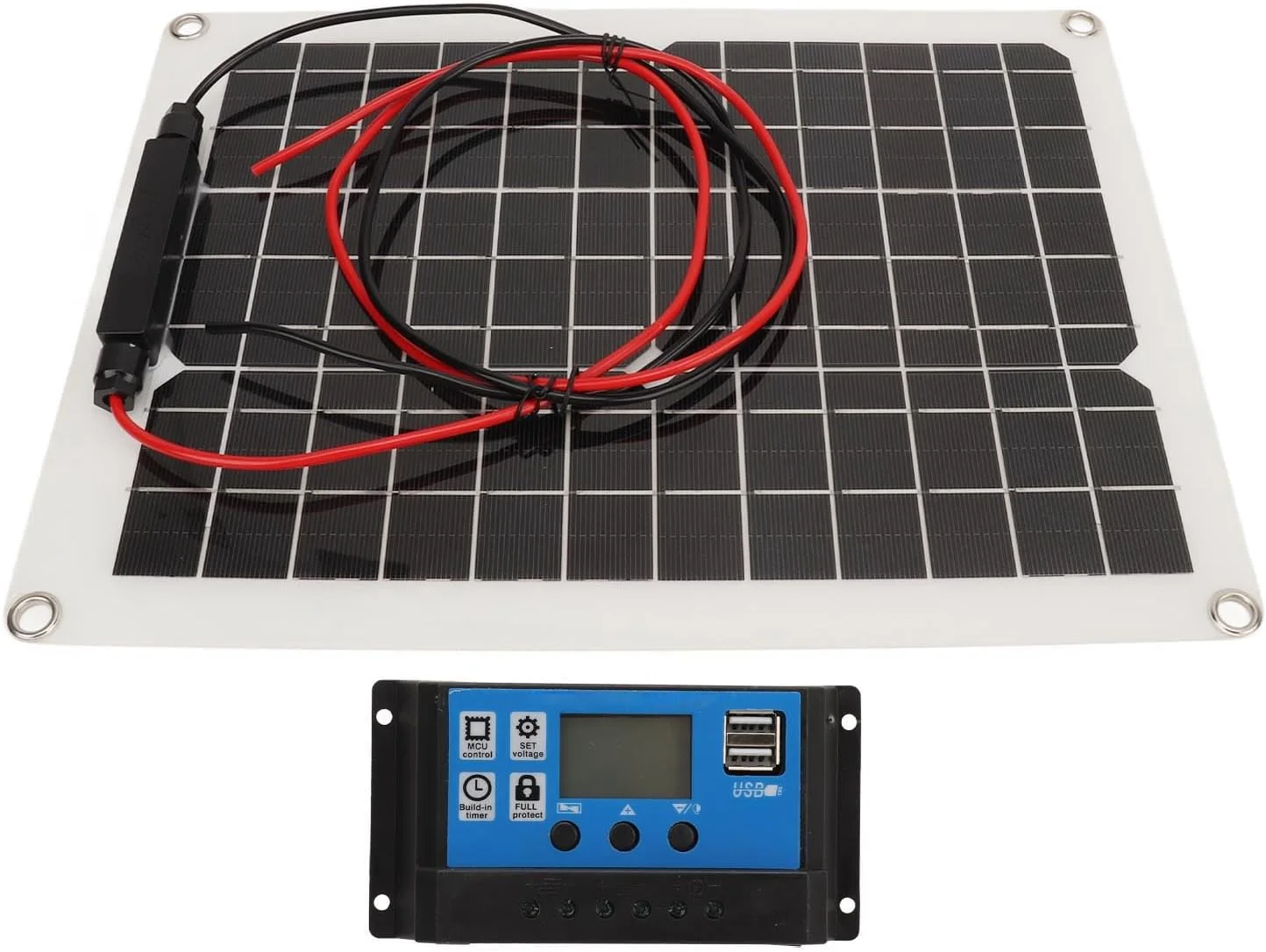 کیت پنل خورشیدی 15 واتی Sorandy، پنل خورشیدی IP67، کنترلر شارژ 2 ولت 24 ولت 50 آمپر، طراحی ضد باران برای شارژ کمپینگ RV در فضای باز