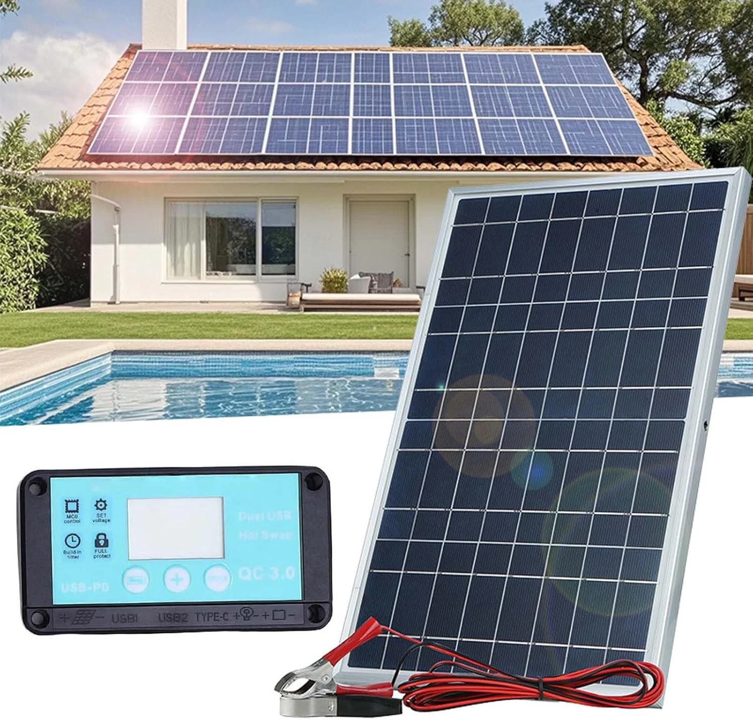 پنل های خورشیدی - کیت کنترلر پنل خورشیدی 100 واتی - سیستم اینورتر باتری برای کابین کاروان دریایی تریلر RV قایق سیستم های خارج از شبکه