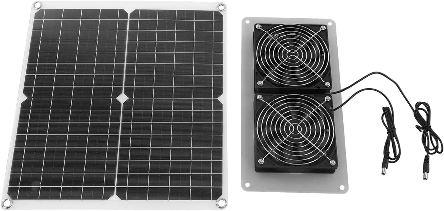 کیت فن خورشیدی اگزوز 25 واتی Eujgoov مقاوم در برابر آب و هوا، نصب آسان، راندمان تبدیل عالی، فن های پرسرعت 3500 دور در دقیقه برای راه حل های گردش هوا در فضای باز با USB دوگانه