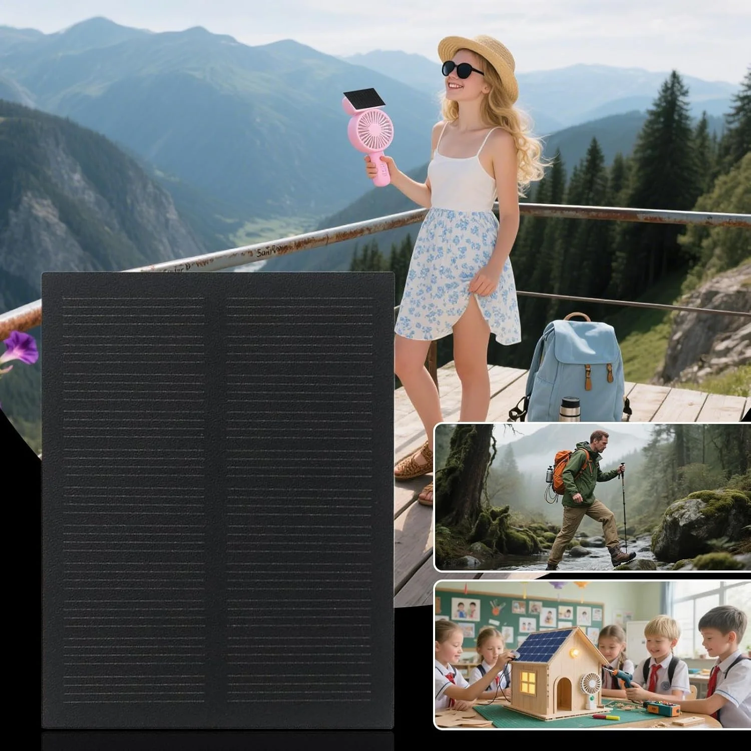 پنل خورشیدی قابل حمل | 5 تکه پنل خورشیدی کوچک 5.5 ولت، سلول های فتوولتائیک با راندمان بالا، ایستگاه شارژ ژنراتور برای سفر، کوله گردی، آزمایش های علمی، فن های کوچک، پروژه های صنایع دستی
