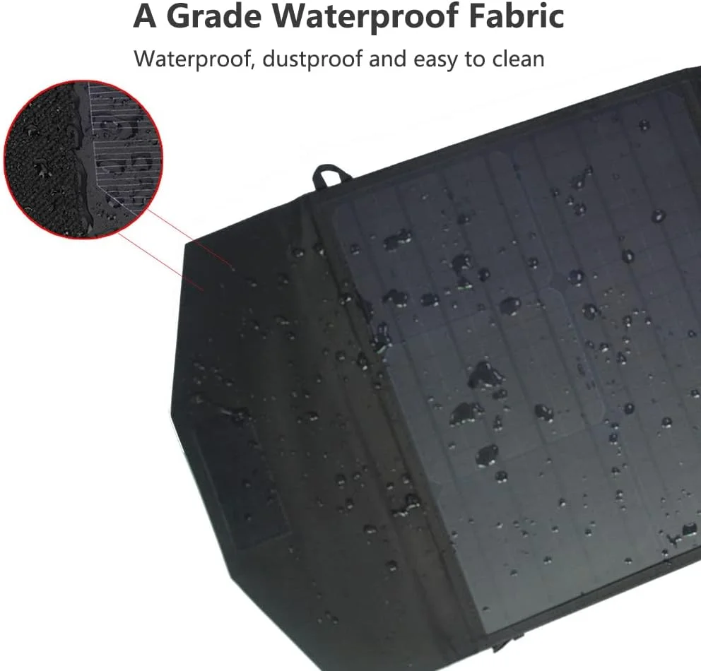 کیت پنل خورشیدی قابل حمل 100 واتی، پنل خورشیدی تاشو مونوکریستالی ضد آب با پایه، مناسب برای مسافرت/کمپینگ/RV/پیاده روی