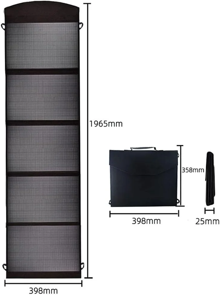 کیت پنل خورشیدی قابل حمل 100 واتی، پنل خورشیدی تاشو مونوکریستالی ضد آب با پایه، مناسب برای مسافرت/کمپینگ/RV/پیاده روی