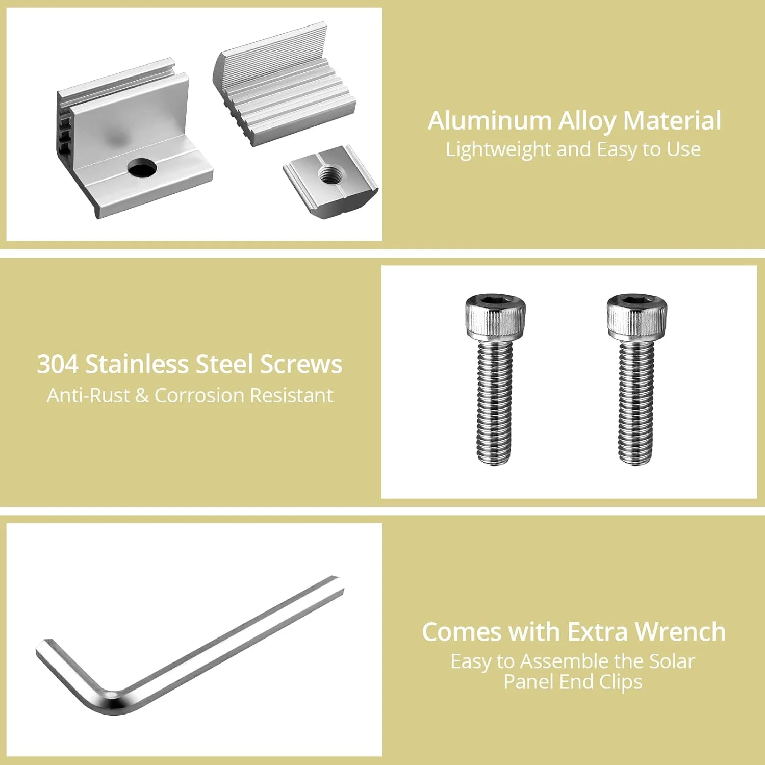 بسته 10 عددی بست انتهایی پنل خورشیدی 30-45 میلیمتری قابل تنظیم، شامل 10 پیچ M8، بست لبه ورق فلزی ذوزنقهای، لوازم جانبی نصب فتوولتائیک بسته 10 عددی بست انتهایی پنل خورشیدی 30-45 میلیمتری قابل تنظیم، شامل 10 پیچ M8، بست لبه ورق فلزی ذوزنقهای، لوازم جانبی نصب فتوولتائیک