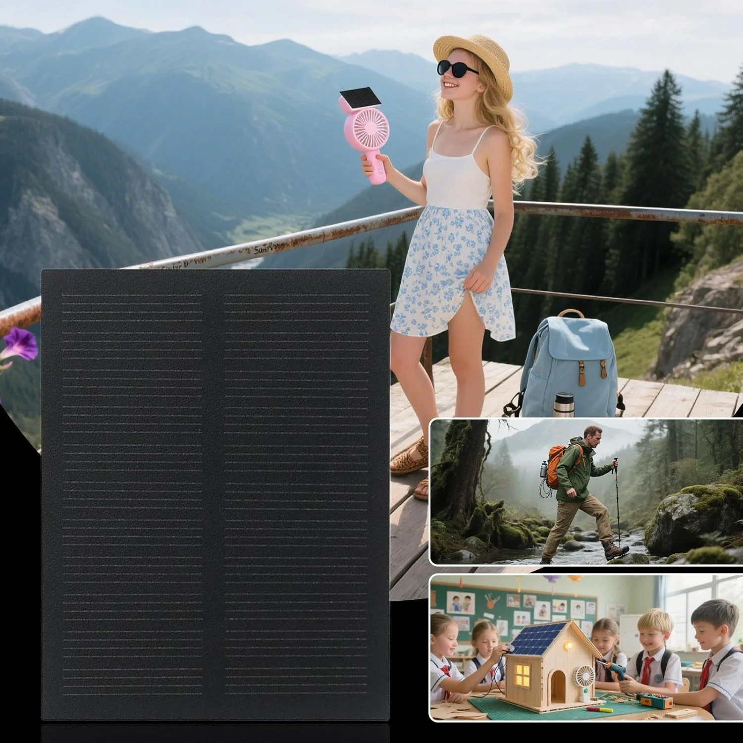 پنل های خورشیدی کوچک - مجموعه 5 عددی پنل خورشیدی 5.5 ولت مناسب فضای باز - ایستگاه شارژ ژنراتور با راندمان بالا برای سفر، کوله گردی، آزمایش های علمی، پروژه های صنایع دستی و پنکه