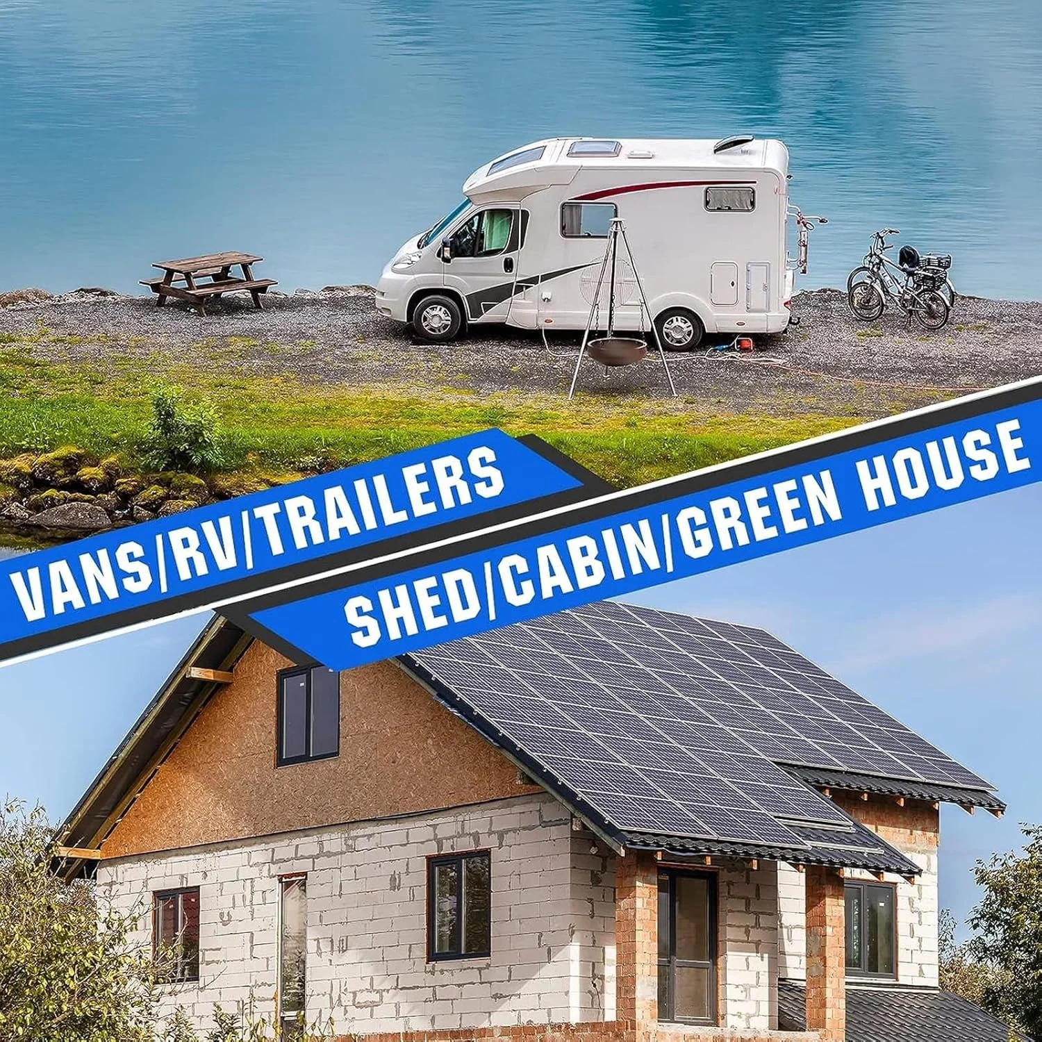 کیت پنل خورشیدی قابل حمل 300 واتی Haofy با گیره/نگهدارنده باتری 18 ولت برای RV، ایمنی بالا، کاربرد چند منظوره