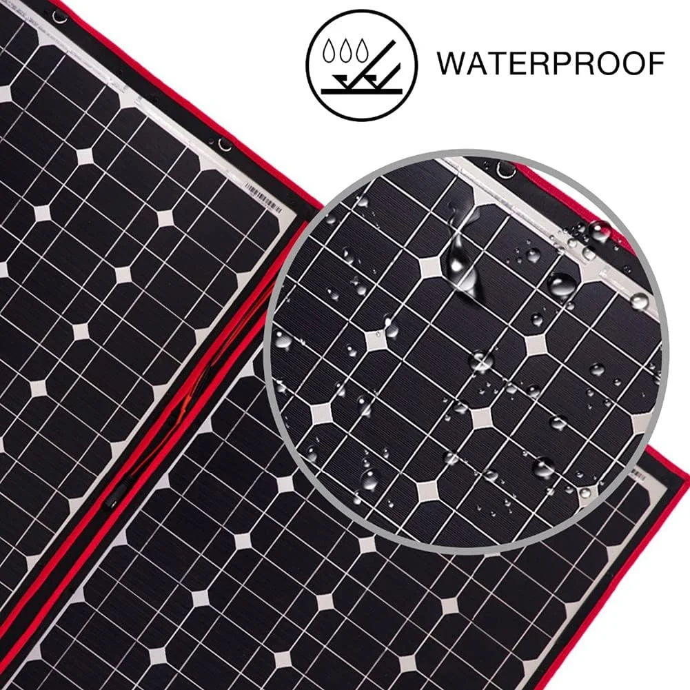 پنل خورشیدی تاشو مونوکریستالین 200 وات 18 ولت، مناسب برای شارژ باتری ماشین، تریلر کمپینگ، قایق و سطوح ناهموار