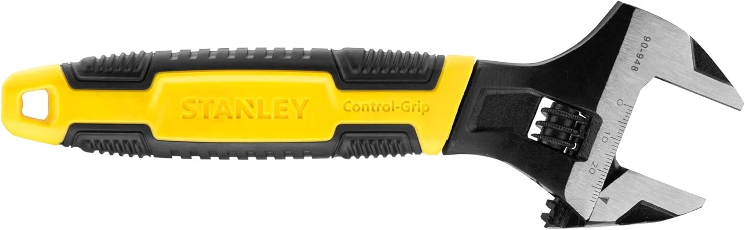 آچار فرانسه قابل تنظیم استنلی مکس استیل 30 x 200 میلی متر با پوشش فسفاته محافظ و دسته دو ماده ای ارگونومیک 0-90-948