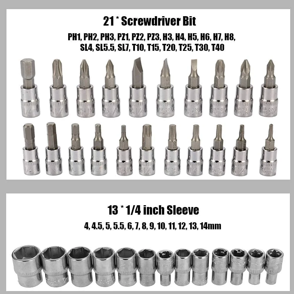 مجموعه 46 عددی آچار بکس جغجغه ای، دسته کمکی، سری پیچ گوشتی، ابزار تعمیر خودرو، کیت ابزار دستی چند منظوره