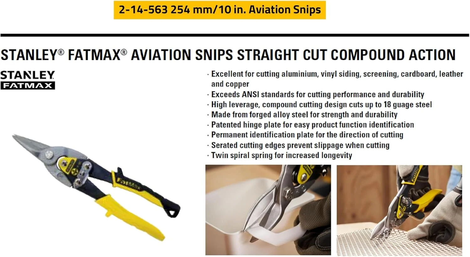 قیچی هوانوردی استنلی STA214563 - مستقیم 2-14-563