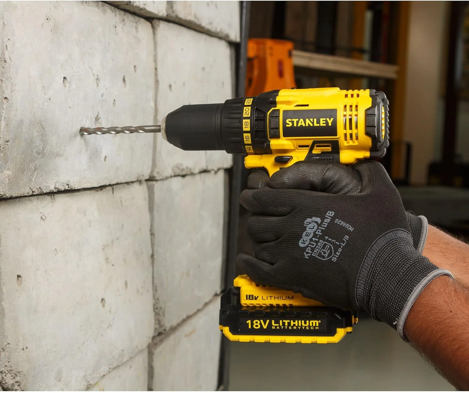 دریل پیچ گوشتی شارژی براشلس استنلی، مشکی/زرد، مدل Scd20S2K-B5