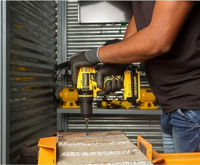 دریل پیچ گوشتی شارژی براشلس استنلی، مشکی/زرد، مدل Scd20S2K-B5