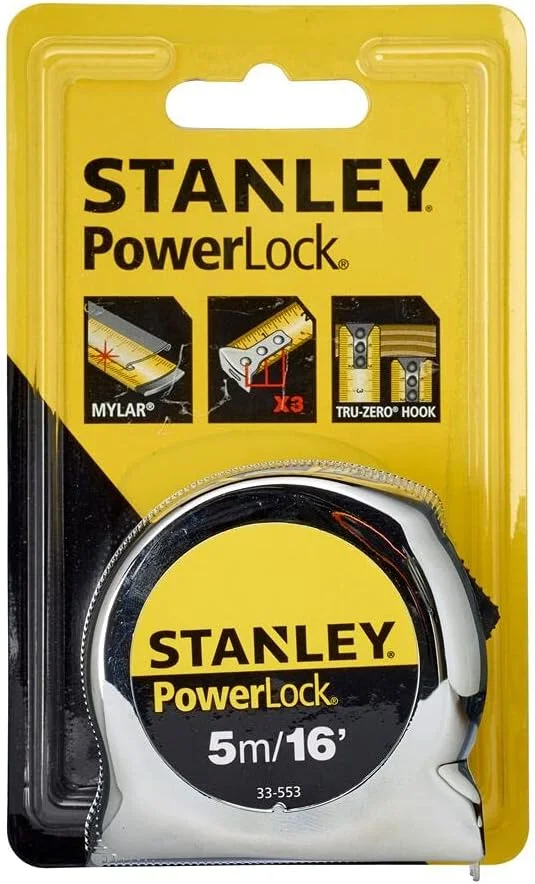 متر نواری استنلی میکرو پاورلاک 5 متری با عرض 19 میلی متر (مدل 0-33-553)