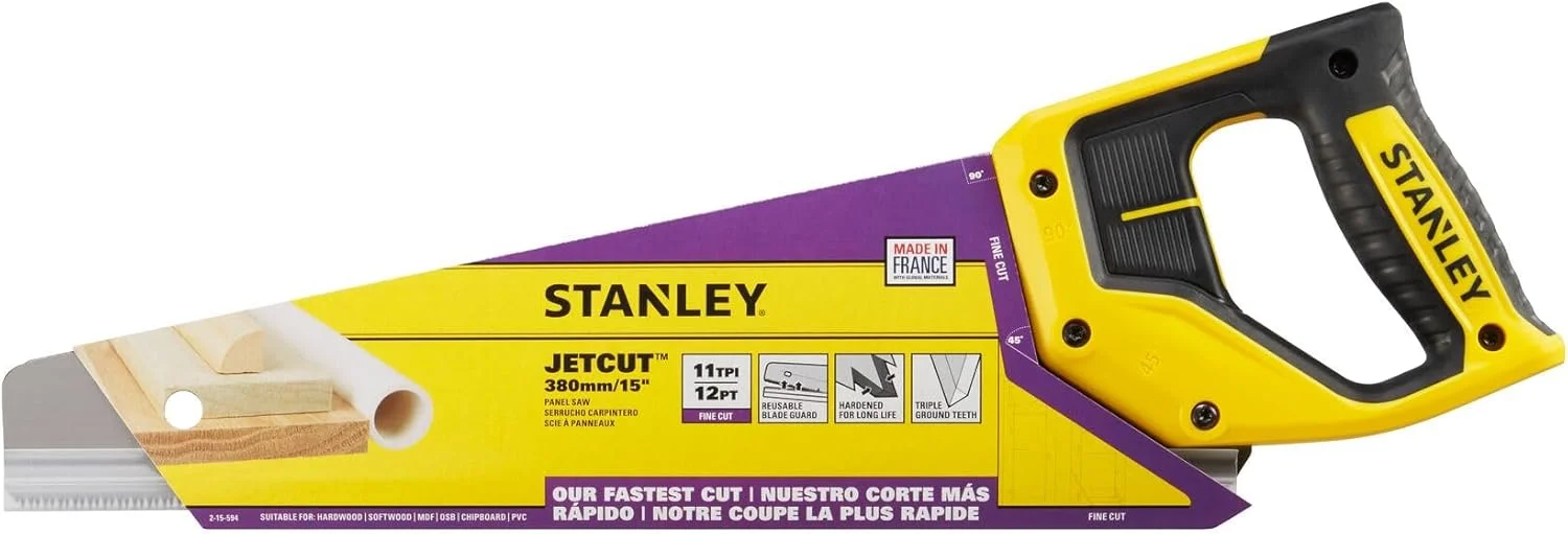 اره دستی ظریف بر استنلی مدل "Jet Cut" 2-15-594، چند رنگ، 380 میلی متر